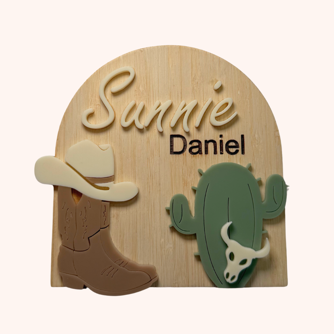 Western Name Sign - Brown