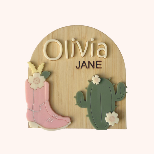 Western Name Sign - Pink